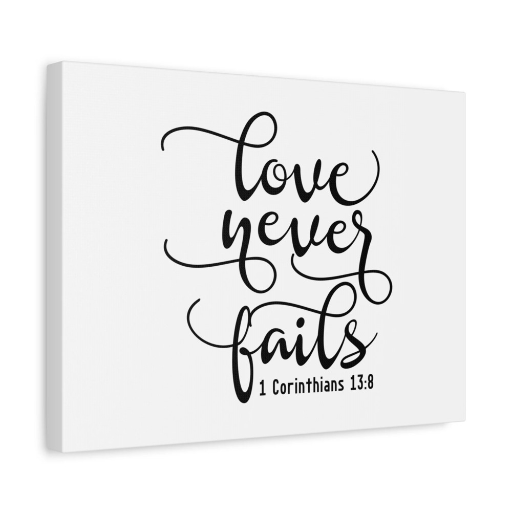 Scripture Canvas Love Never Fails 1 Corinthians 13:8 Christian Wall Art Bible